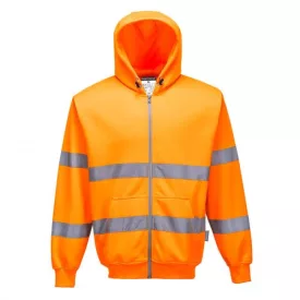   B305ORRL, Portwest B305 Hi vis zippzáros munkavédelmi pulóver jól láthatósági/Jólláthatósá
