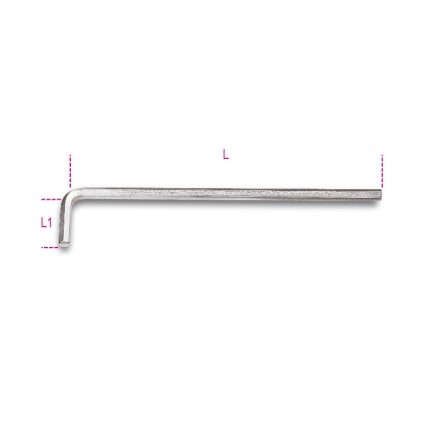 96LC 4 mm Hajlított hosszú imbuszkulcs, krómozott