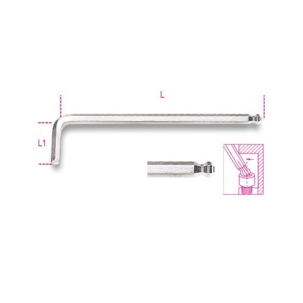 96BPC 10 mm Hajlított gömbfejű imbuszkulcs, krómozott