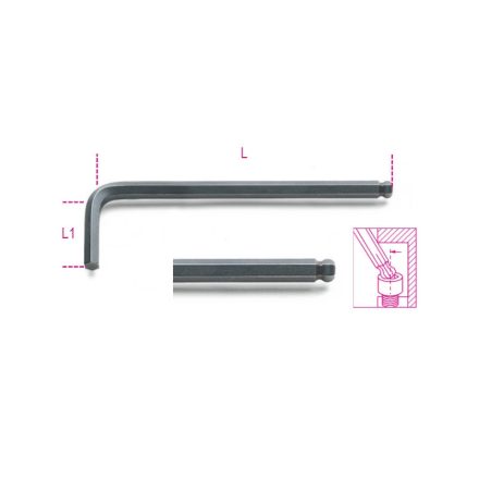 96BP 4 mm Hajlított gömbfejű imbuszkulcs, barnított