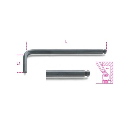 96BP-AS 5/32 mm Hajlított gömbfejű imbuszkulcs, barnított