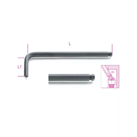 96BP-AS 3/8 mm Hajlított gömbfejű imbuszkulcs, barnított