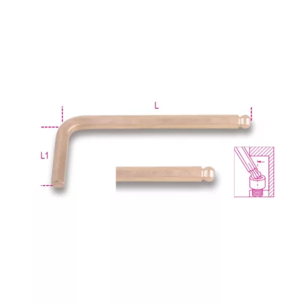 96BA/BP 3,5 Hajlított gömbfejű imbuszkulcs, szikramentes