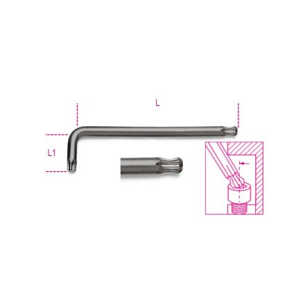 97BTx 40 mm Hajlított gömbfejű Torx®-imbuszkulcs, barnított