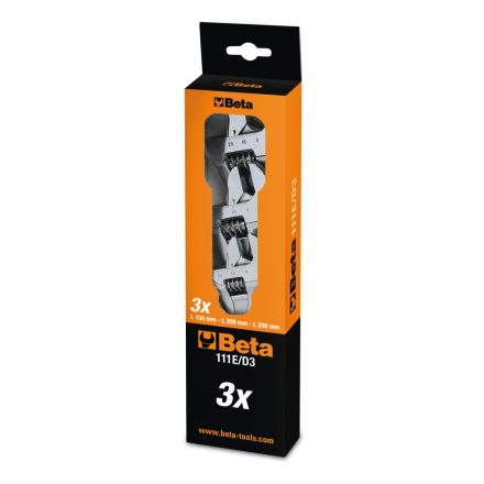 111E/D3 3 darabos állítható villáskulcs készlet skálával, krómozott