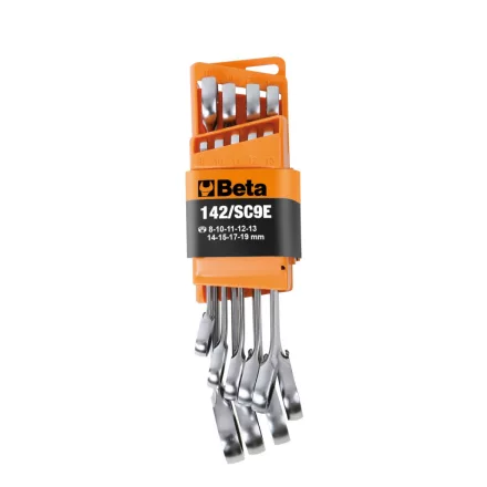 142/SC9I-E Csillag-villáskulcs készlet, 9 darabos, átváltós racsnival, kompakt tartóval 