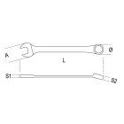 142C Egyenes, rövid csillag-villáskulcs racsnival 8x8