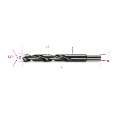 412A 13,50 Rövid nagyméretű csigafúró 13 mm-es hengeres szárral, HSS, köszörült, barnított