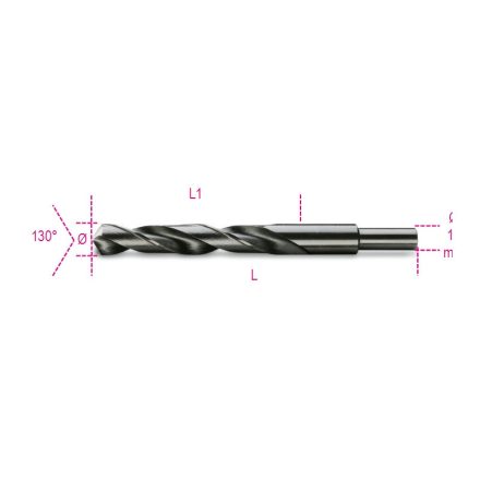 412A 18,00 Rövid nagyméretű csigafúró 13 mm-es hengeres szárral, HSS, köszörült, barnított