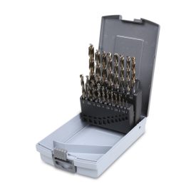   416/SP19 19 részes csigafúrószerszám készlet különleges csiszolással, dupla kúpos fejjel, HSS