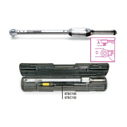 678/C100 kioldó nyomatékkulcs egyszerű racsnival jobb oldali és bal oldali meghúzásokhoz meghúzási pontosság ± 4% fémdobozban