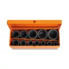 720B/C12 12 db darabos tizenkétszögű gépi dugókulcs készlet, barnított, fémdobozban