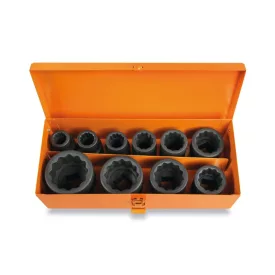   728B/C10 10 db tizenkétszögű gépi dugókulcs fémdobozban