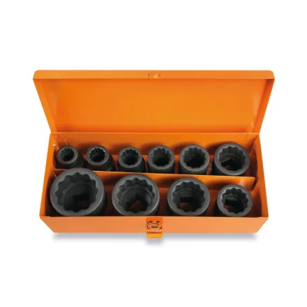 728B/C10 10 db tizenkétszögű gépi dugókulcs fémdobozban