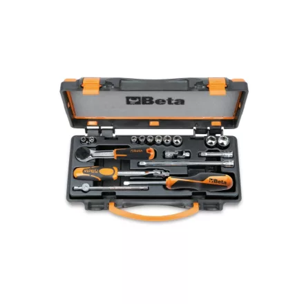 900AS/C10 10 hatlapú Dugókulcs és 7 tartozék fémdobozban