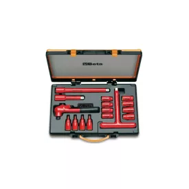   910MQ/C16 3/8"-OS KÉSZLET, 8 TIZENKÉTSZÖGŰ DUGÓKULCS, 4 HATSZÖGŰ DUGÓKULCS ÉS 4 TARTOZÉKKAL, SZIGETELT