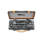 910AS/MBM-C18 13 db-os inch-es Dugókulcs készlet 5 tartozékkal, fémdobozban