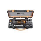 910A/C16HR 16 hatlapú Dugókulcs és 5 tartozék szivacsbetétes fémdobozban