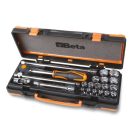 910A/C16HR 16 hatlapú Dugókulcs és 5 tartozék szivacsbetétes fémdobozban