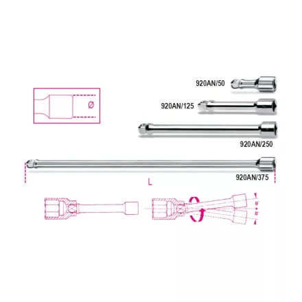 920AN/50 1/2”-os gömbvégű toldó
