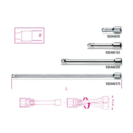 920AN/250 1/2”-os gömbvégű toldó