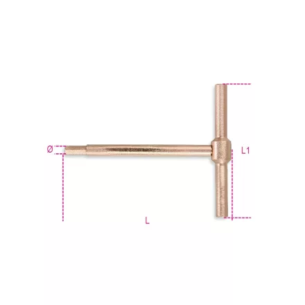 951BA/6 T-SZÁRÚ IMBUSZKULCS, SZIKRAMENTES 6 MM