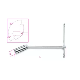 957 20,8 Rövid csuklós T-gyertyakulcs, krómozott