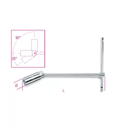 957 20,8 Rövid csuklós T-gyertyakulcs, krómozott