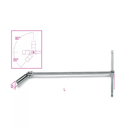 959 20,8 Csuklós T-gyertyakulcs, krómozott