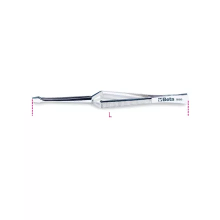 998 150 Önzáró csipesz, fogazott, rozsdamentes acélból, polírozott