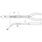 1009L/B Extra hosszú 45°-os hajlított, félkerekcsőrű műszerészfogó Különleges munkákhoz PVC-bevonattal