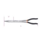 1009L/D Extrahosszú, félkerekcsőrű recézett műszerészfogó kettős csuklóval kétrétegű, csúszásgátló PVC bevonatú nyéllel