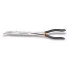 1009L/DP Extrahosszú, 45° hajlított félkerekcsőrű, recézett, kétcsuklós műszerészfogó 2 réteg csúszásmentes PVC bevonatú nyéllel