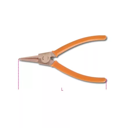 1036BA 200 szikramentes fogó egyenes csőrrel rugalmas biztosító gyűrűkhöz, tengelyekhez PVC bevonatú nyéllel