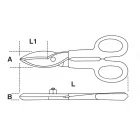 1112 200 Bádogos olló amerikai modell, krómozott, nyél PVC-bevonattal