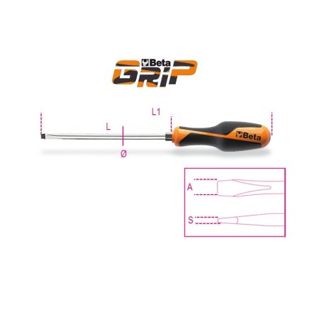 1260E 10 Csavarhúzó hasitottfejű csavarokhoz, hatszögű penge