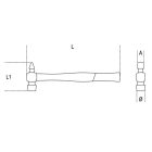 1378 340 Gömbfejű lakatos kalapács szimmetrikus véggel, amerikai modell, fanyéllel