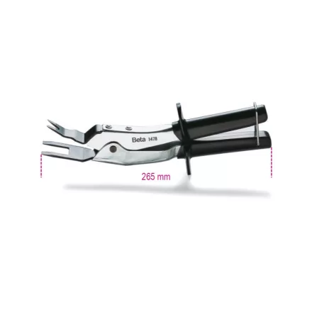 1478 Áttételes kárpitpatent kiszedő fogó, krómozott, PVC-bevonatú szárral