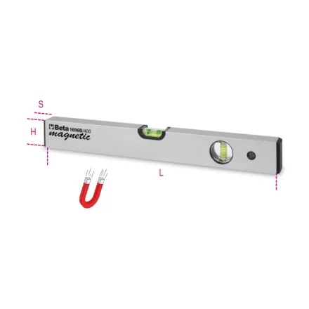 1696B 200 Mágneses vízmérték eloxált alumíniumból, 2 törésbiztos libella, pontosság: 1 mm/m
