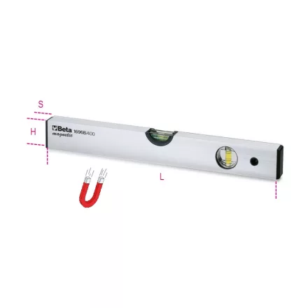 1696B 500 Mágneses vízmérték eloxált alumíniumból, 2 törésbiztos libella, pontosság: 1 mm/m