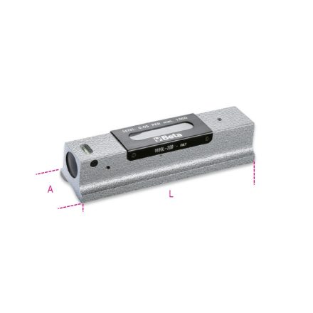 1699L Precíziós vízmérték, vasöntvény, köszörült prizmaalaplappal, 2 törésbiztos libella, fadobozban, pontosság: 0.05 mm/m
