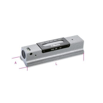 1699L/1 Precíziós vízmérték kokillaöntvény, köszörült prizmaalaplappal, 2 törésbiztos libella, fadobozban, pontosság: 0.02 mm/m