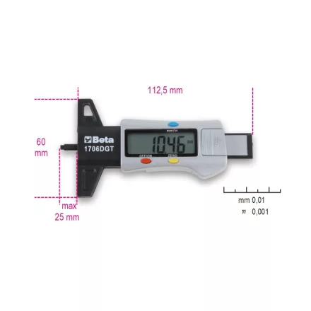 1706DGT Digitális gumiprofil-mélységmérő