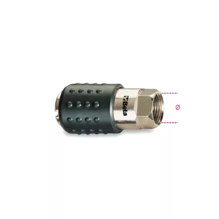 1917 F Univerzális golyórögzítésű gyorscsatlakozó hüvely, ütésálló gumival 1/2"