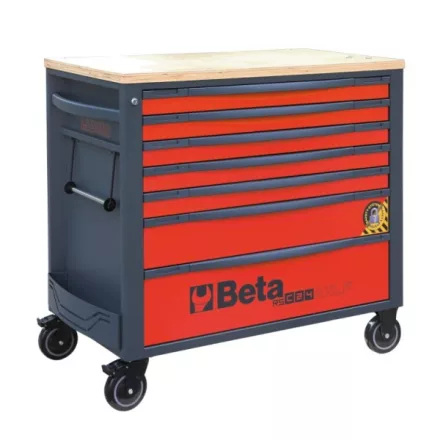 RSC24AXLP/7-R 7 fiókos szerszámkocsi fa munkalappalésborulásgátló rendszerrel, hosszú modell