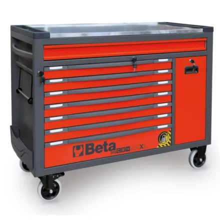 BW RSC24AXXL/R Worker 8 fiókos szerszámkocsi borulásgátló rendszerrel, hosszú modell 1061 darabos szerszámkészlettel