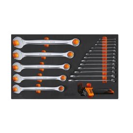   M32 EVA habszivacs tálca csillag-villáskulcsokkal és hajlított imbuszkulcsokkal, colos