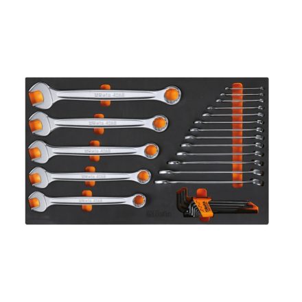 M32 EVA habszivacs tálca csillag-villáskulcsokkal és hajlított imbuszkulcsokkal, colos