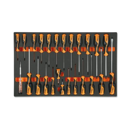 M195 Habszivacs tálca BetaGrip csavarhúzókkal hasított fejű, Phillips® és Torx® csavarokhoz