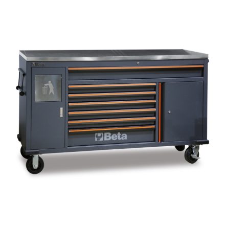 C45PRO MWS/X 7 fiókos szerszámkocsi beépített hulladéktartóval